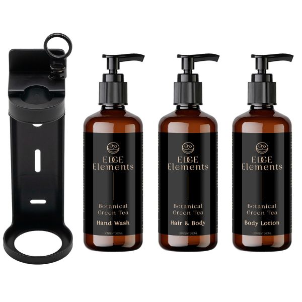 EDGE Elements Kit - Sapone mani300 ml + Capelli & Corpo 300 ml + Latte Corpo 300 ml + Supporto